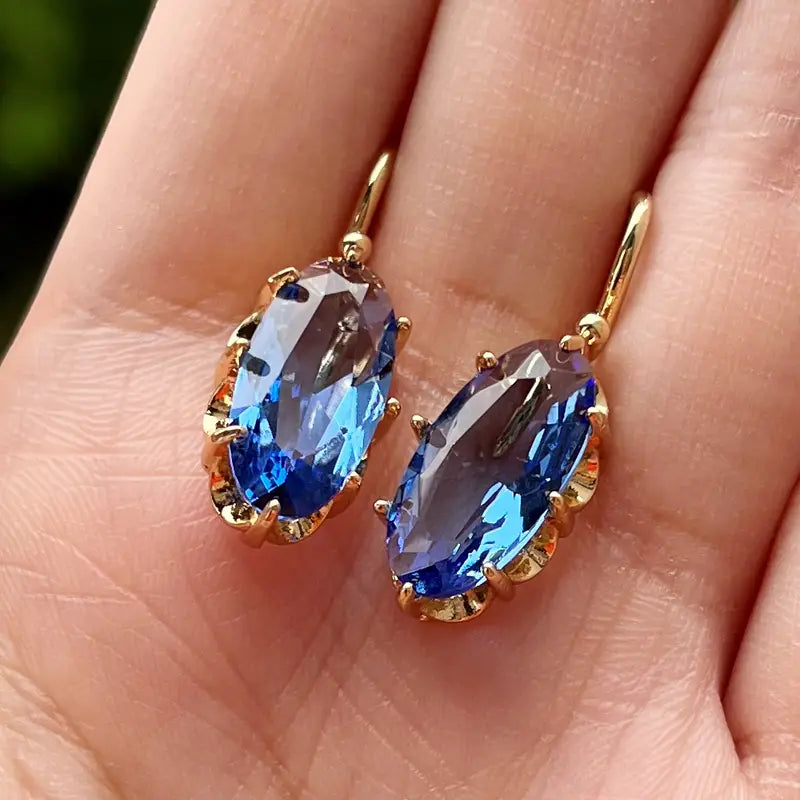 Pendientes de Oro Azul Dorado