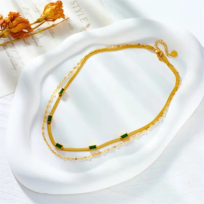 Collar Retro de Oro Doble Capa Sorella Gem