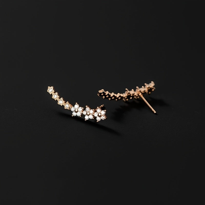 Pendientes de lujo con flores y rhinestones