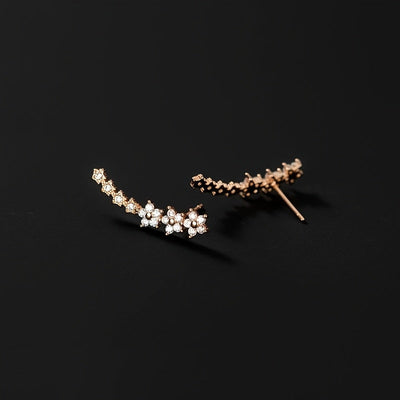 Pendientes de lujo con flores y rhinestones