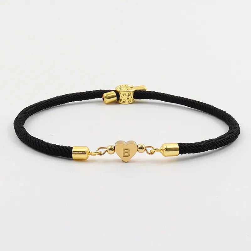 Pulseras Ajustables con Inicial de Corazón