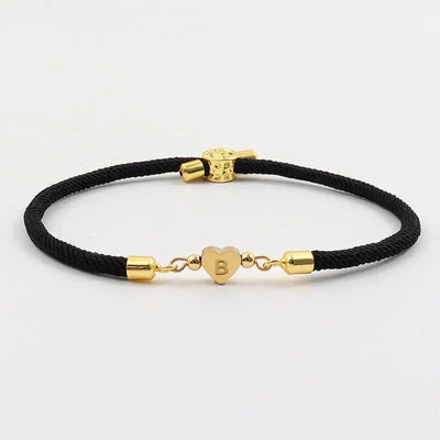 Pulseras Ajustables con Inicial de Corazón