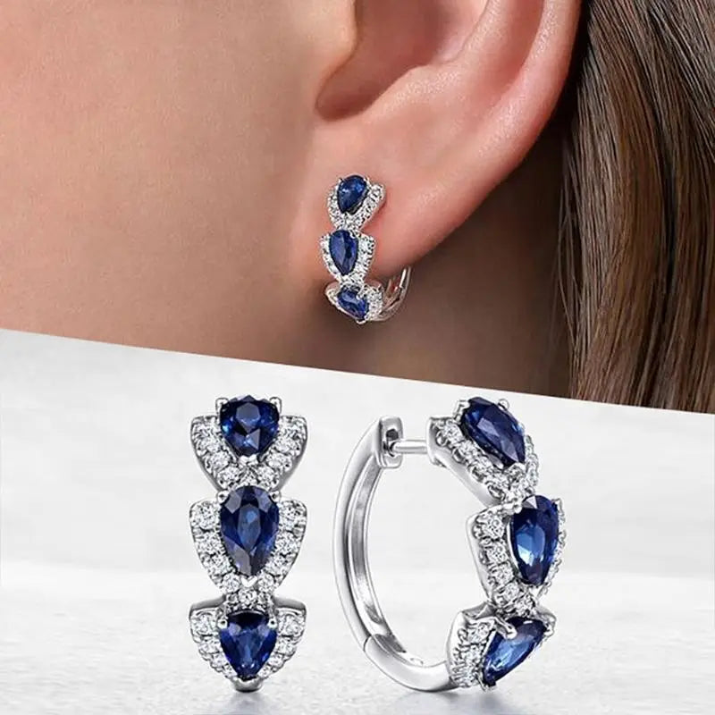 Pendientes de Zafiro Plateado