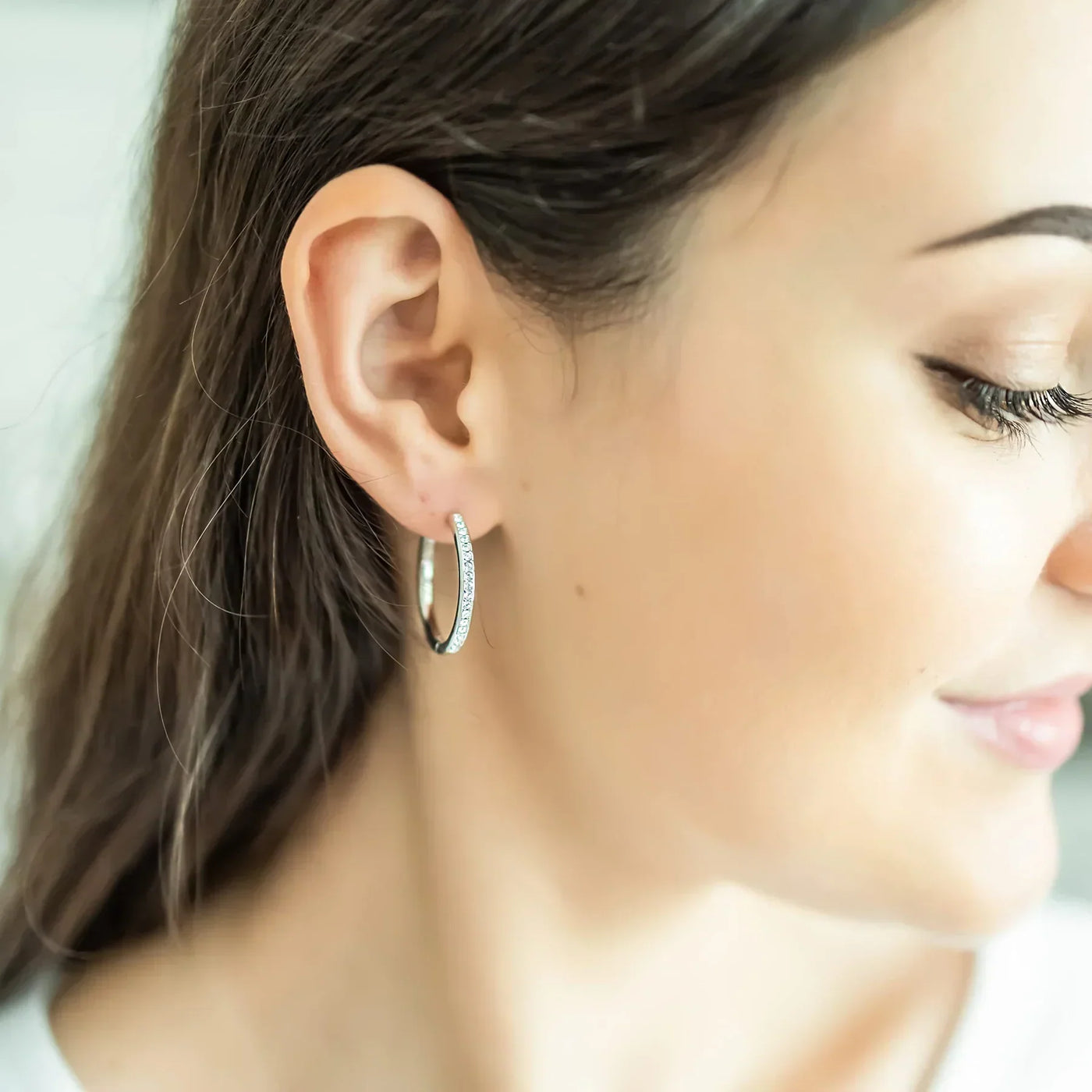 Pendientes Sorel Pave | Oro Blanco