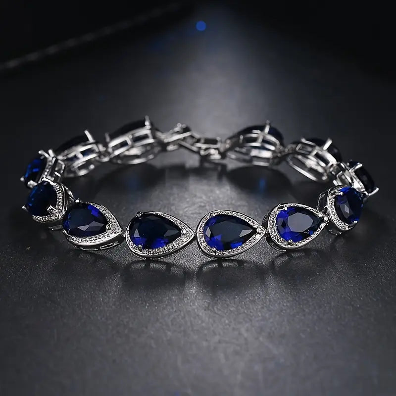 Pulsera de Zafiro Plateada