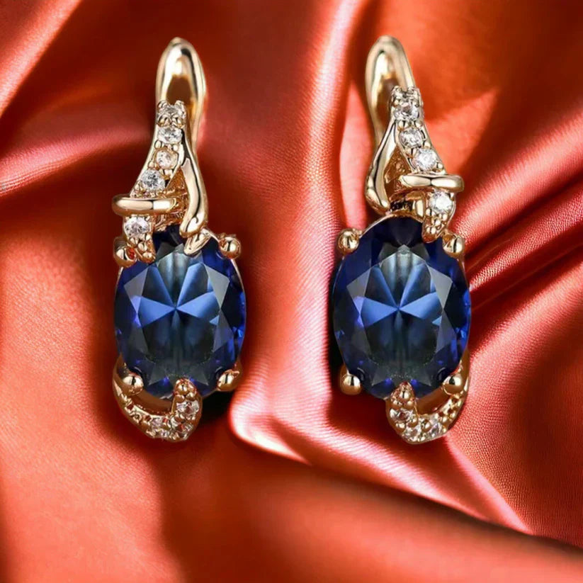 Pendientes de gota de oro real de medianoche