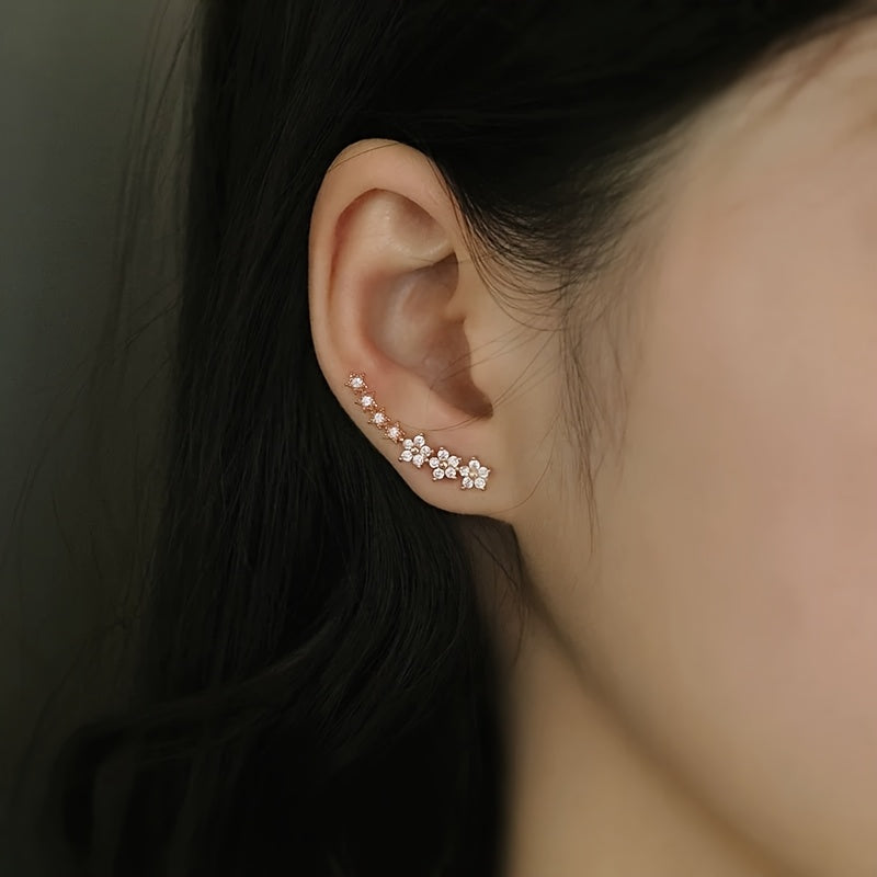 Pendientes de lujo con flores y rhinestones
