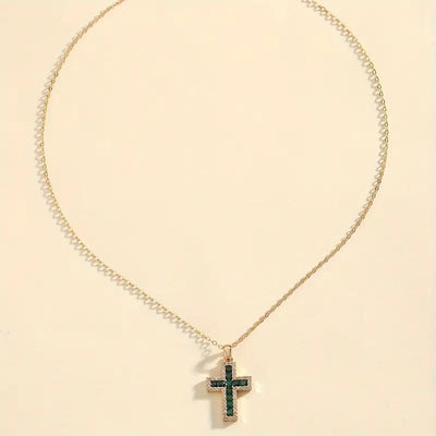Colgante Cruz Esmeralda Solene Collar de Oro