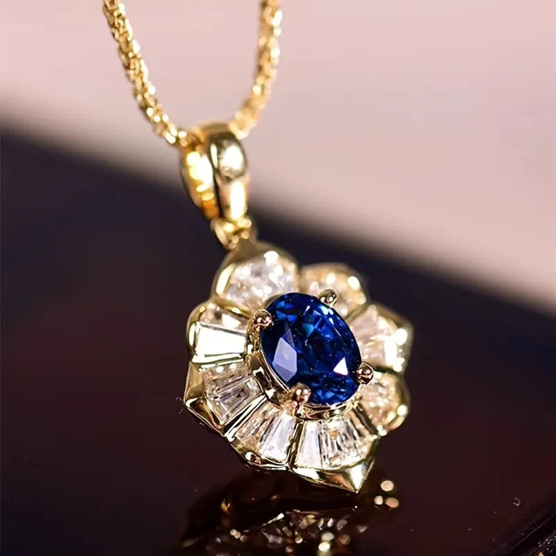 Collar de piedra de zafiro dorado