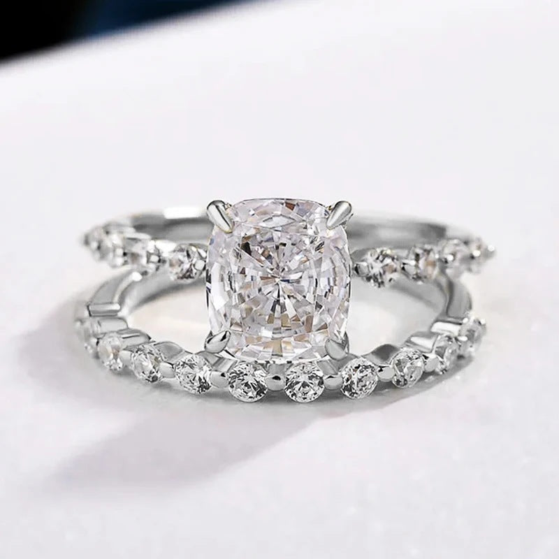 Set de Anillos de Almohada para Novia de 2 Piezas | Oro Blanco