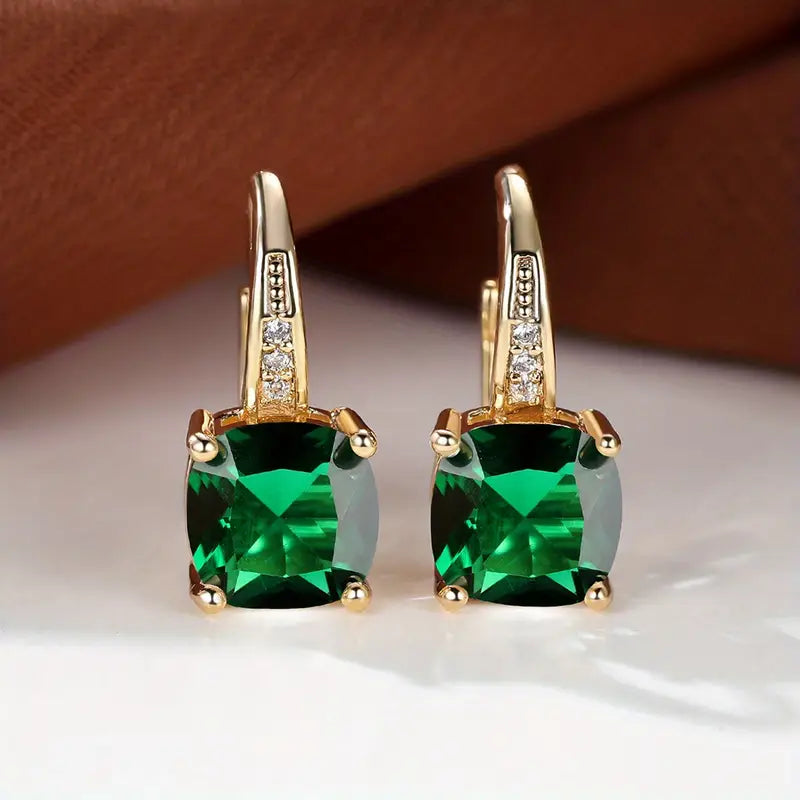 Pendientes de aro de piedra zafiro mística en oro