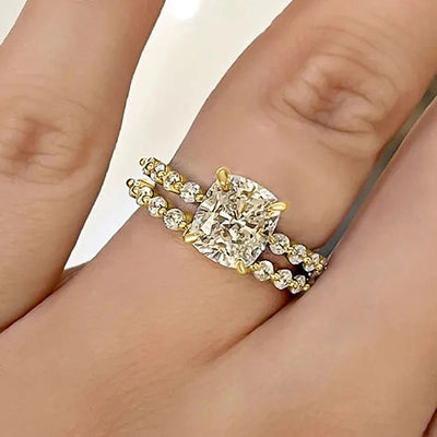 Set de Anillos de Almohada para Novia de 2 Piezas | Oro Blanco
