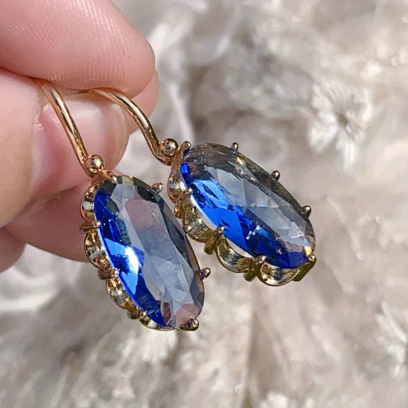 Pendientes de Oro Azul Dorado