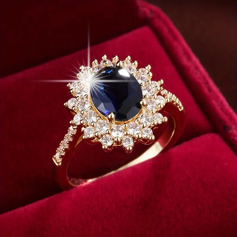 Anillo de Oro Zafiro Brillante
