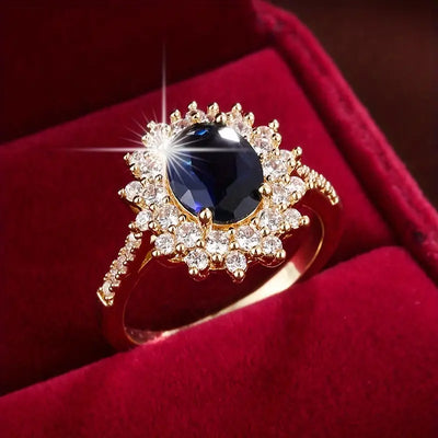Anillo de Oro Zafiro Brillante