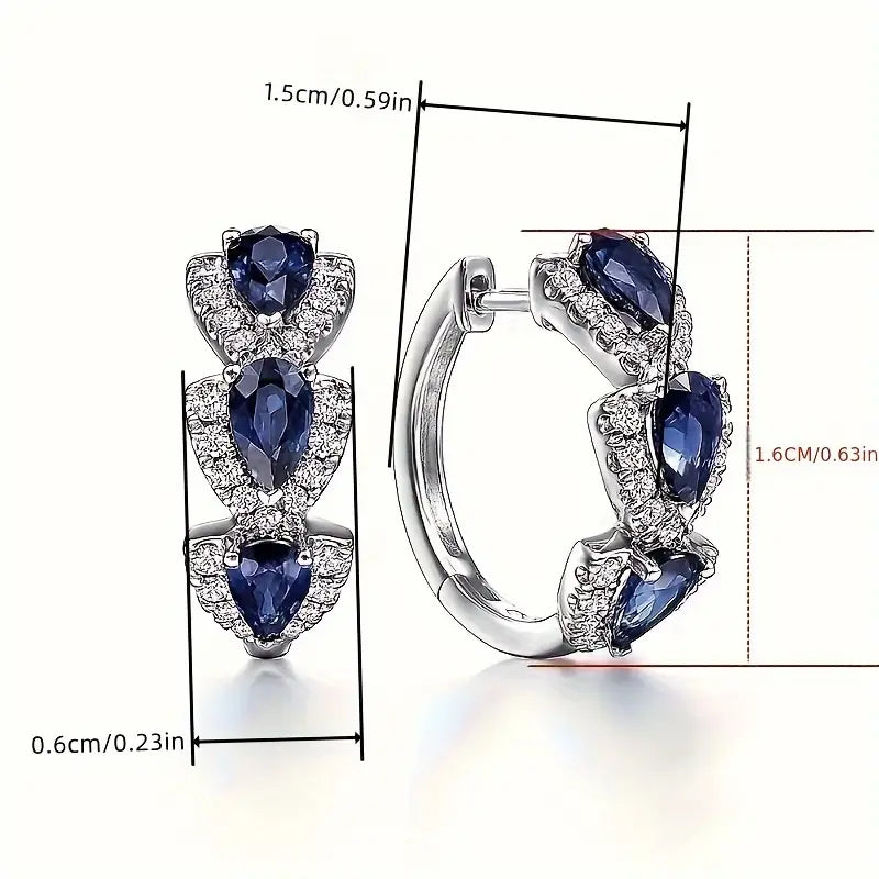 Pendientes de Zafiro Plateado