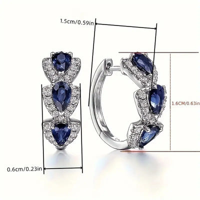 Pendientes de Zafiro Plateado