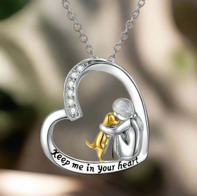 Collar de Plata Esterlina 925 – Diseño de Corazón y Perro con Zirconia