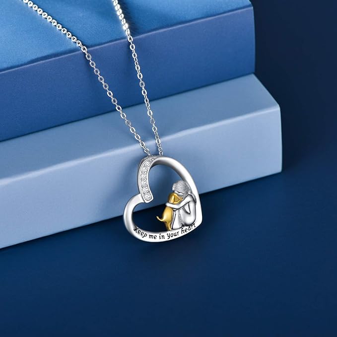 Collar de Plata Esterlina 925 – Diseño de Corazón y Perro con Zirconia