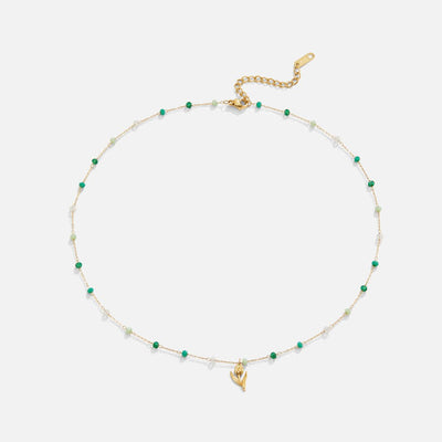 Collar de Perlas de Tulipanes Dorados