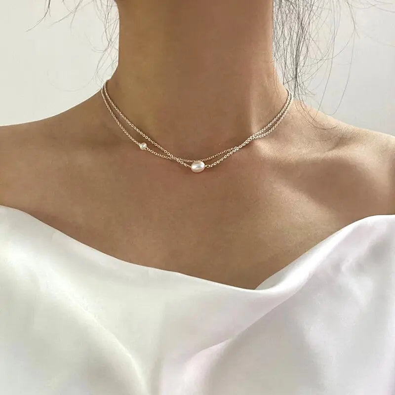 Collar Clásico con Perlas de Agua Dulce