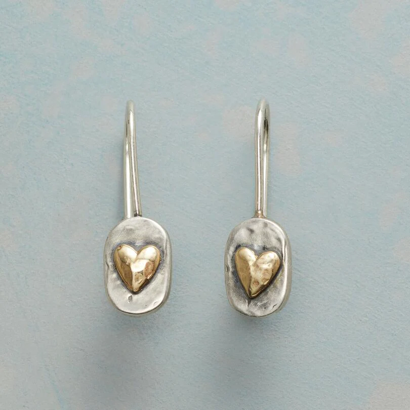 Pendientes de corazón con plata y oro