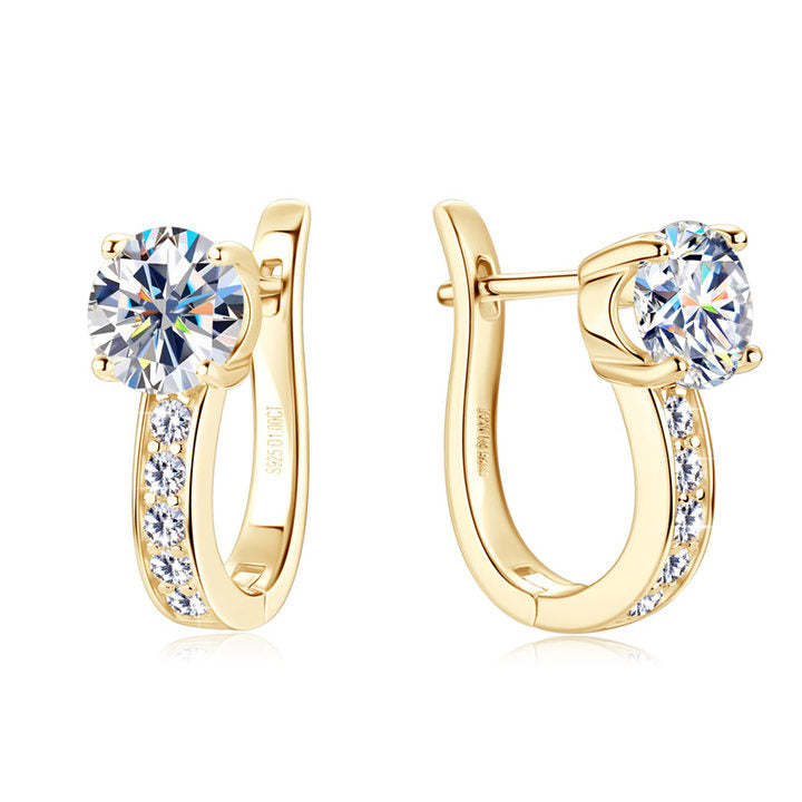 Pendientes Huggie de Moissanita | Oro blanco