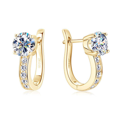 Pendientes Huggie de Moissanita | Oro blanco