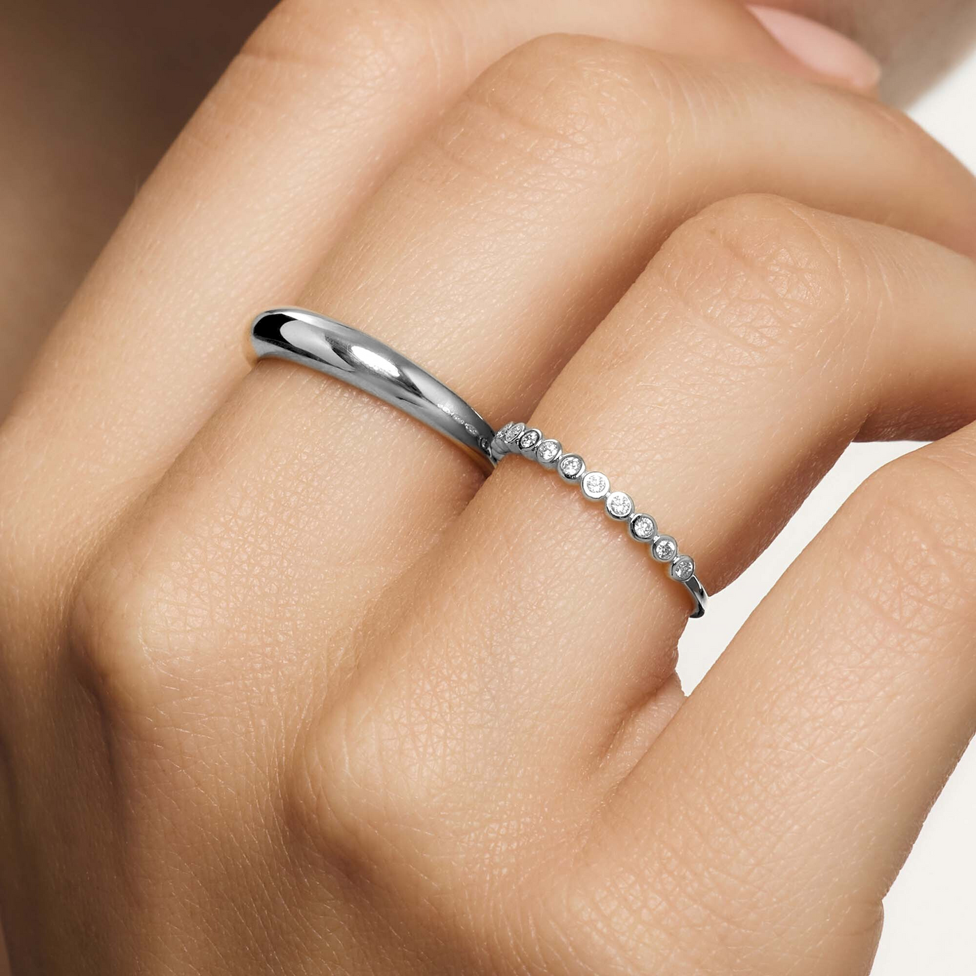 Anillo Burbuja de Diamante | Oro Blanco