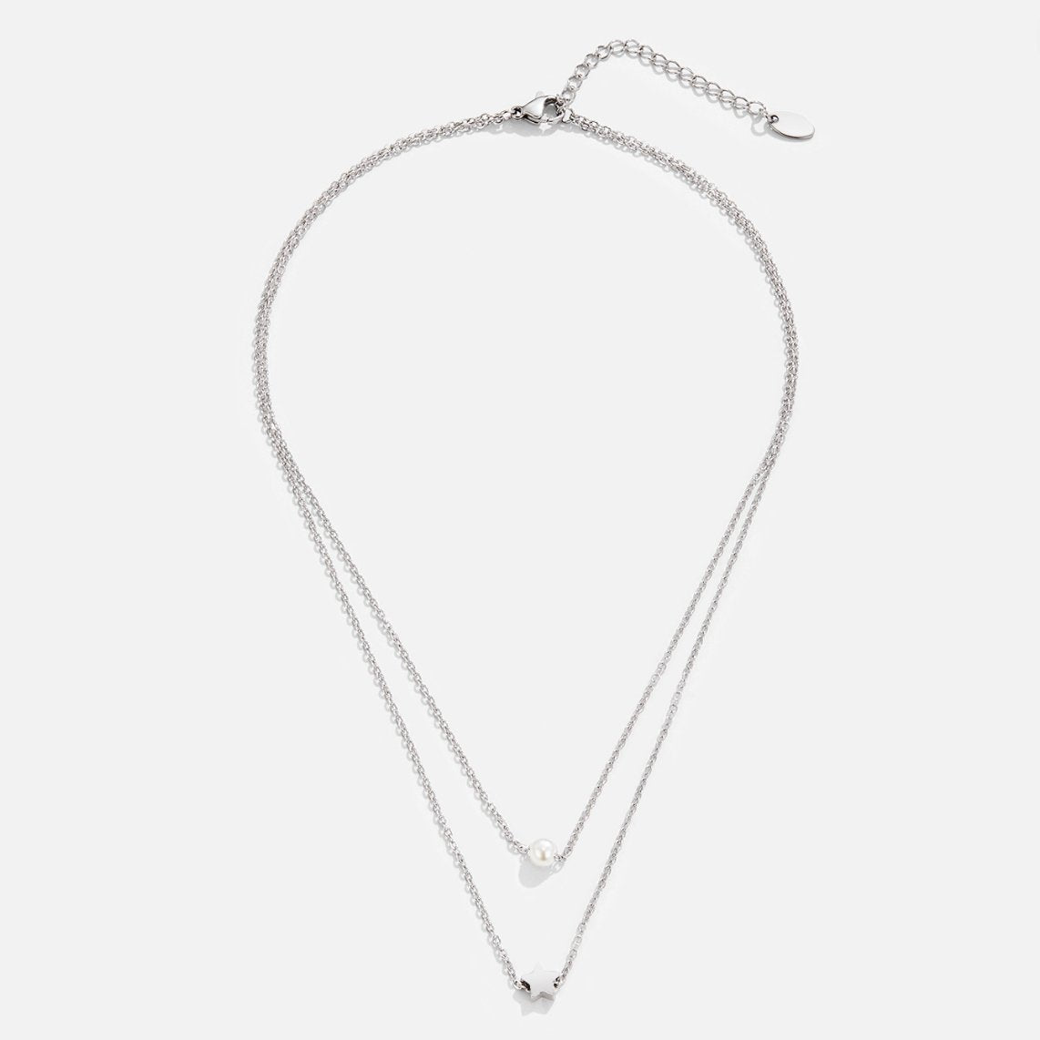 Cadena de plata con estrellas y perlas