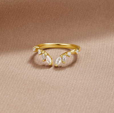 Ainara - Anillo de vino de cristal dorado