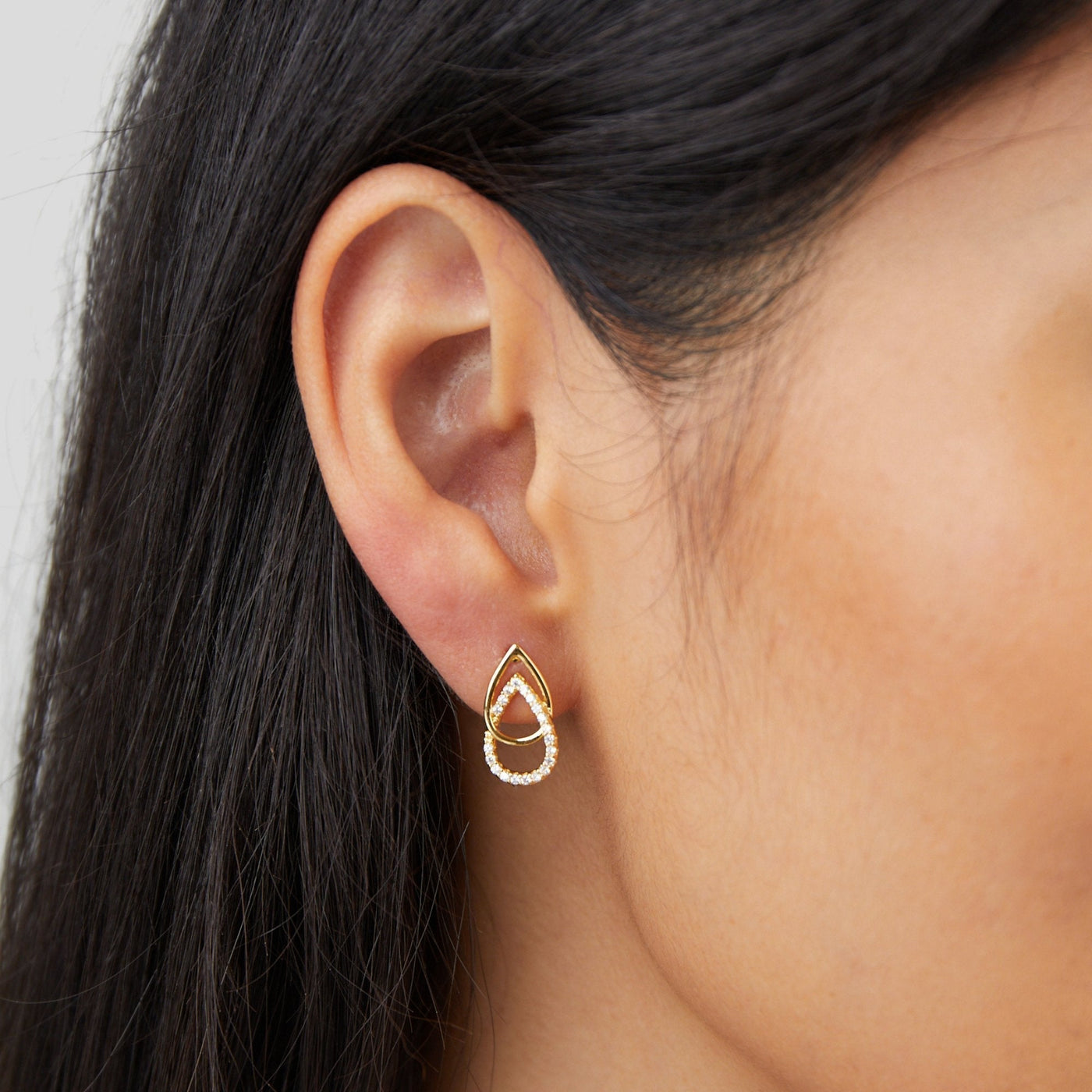 Pendientes de enlace en forma de lágrima Lin