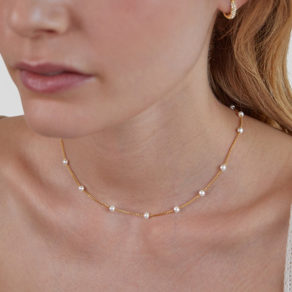 Collar de Perlas de Oro Puro
