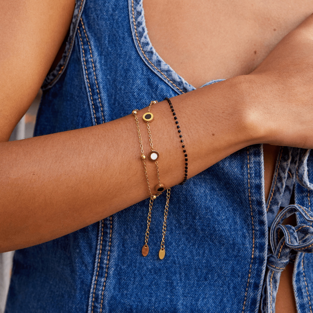 Pulsera de Piedra Ónice y Blanca