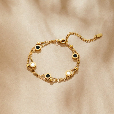 Pulsera de Piedra Ónice y Blanca