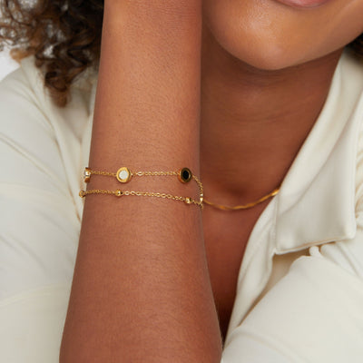 Pulsera de Piedra Ónice y Blanca