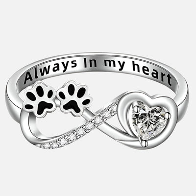 Anillo de Zirconia con Diseño de Corazón e Infinito