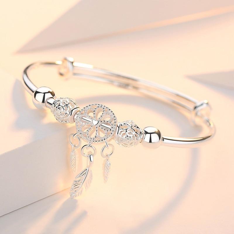 Pulsera Atrapasueños Ajustable de Plata