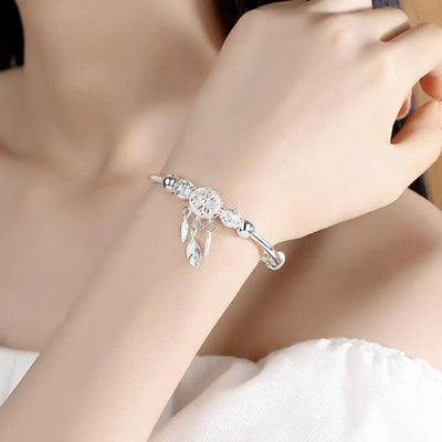 Pulsera Atrapa Sueños Ajustable en Plata de 925