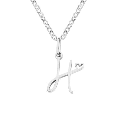 Collar de Corazón con Letra de Plata