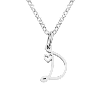 Collar de Corazón con Letra de Plata