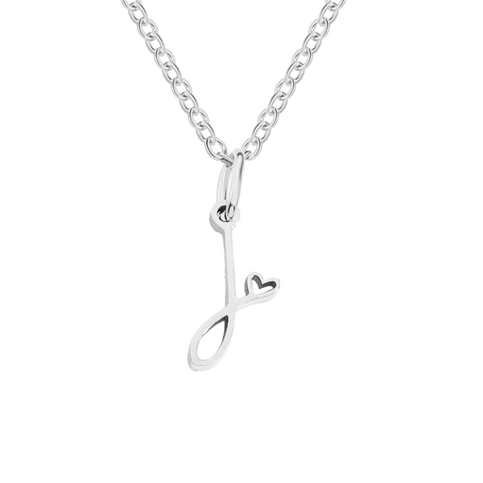 Collar de Corazón con Letra de Plata