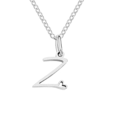 Collar de Corazón con Letra de Plata