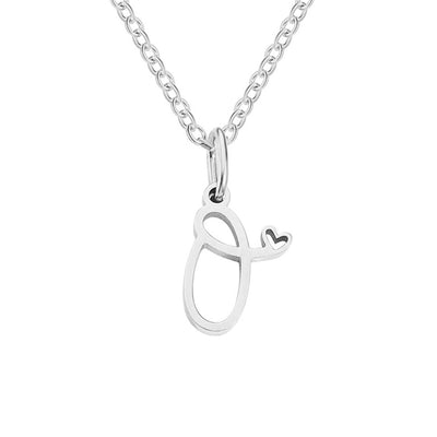 Collar de Corazón con Letra de Plata