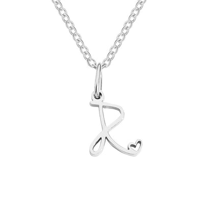 Collar de Corazón con Letra de Plata