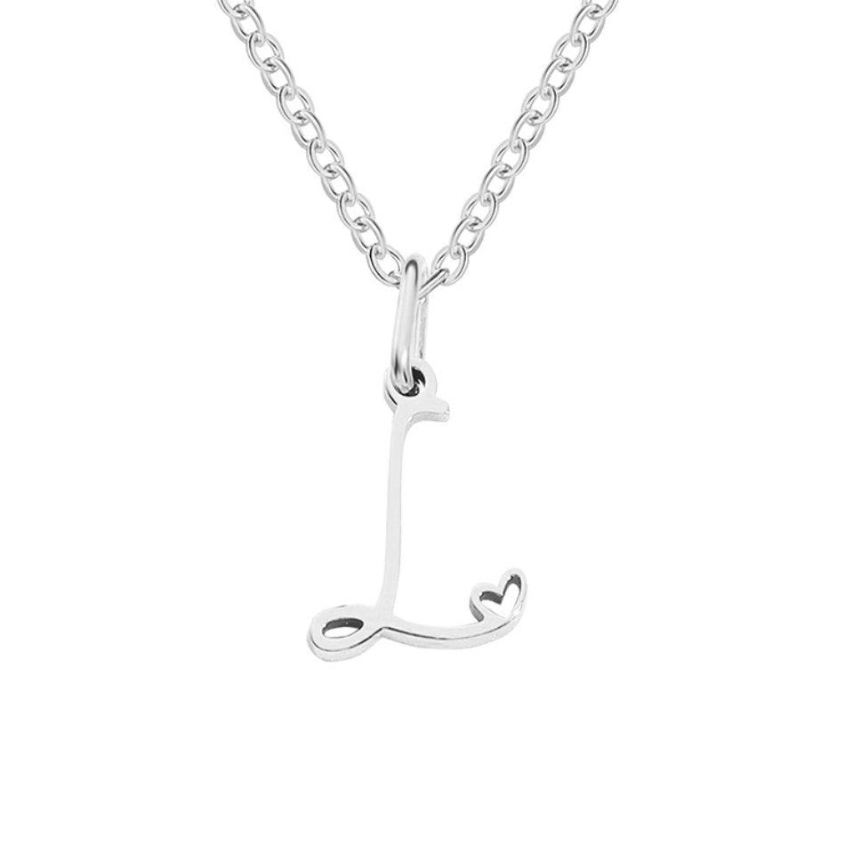 Collar de Corazón con Letra de Plata