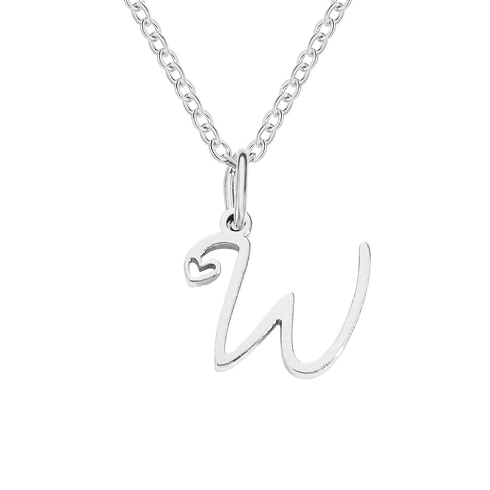 Collar de Corazón con Letra de Plata