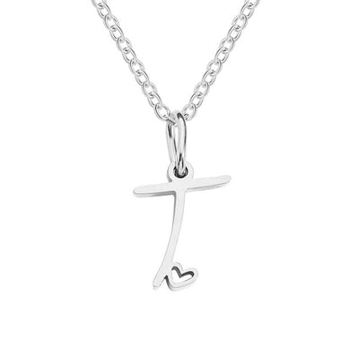 Collar de Corazón con Letra de Plata