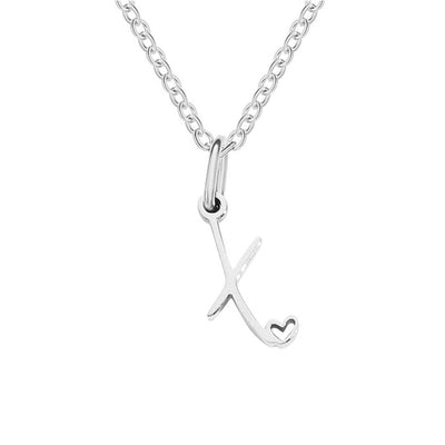 Collar de Corazón con Letra de Plata