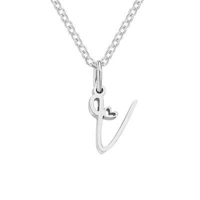 Collar de Corazón con Letra de Plata